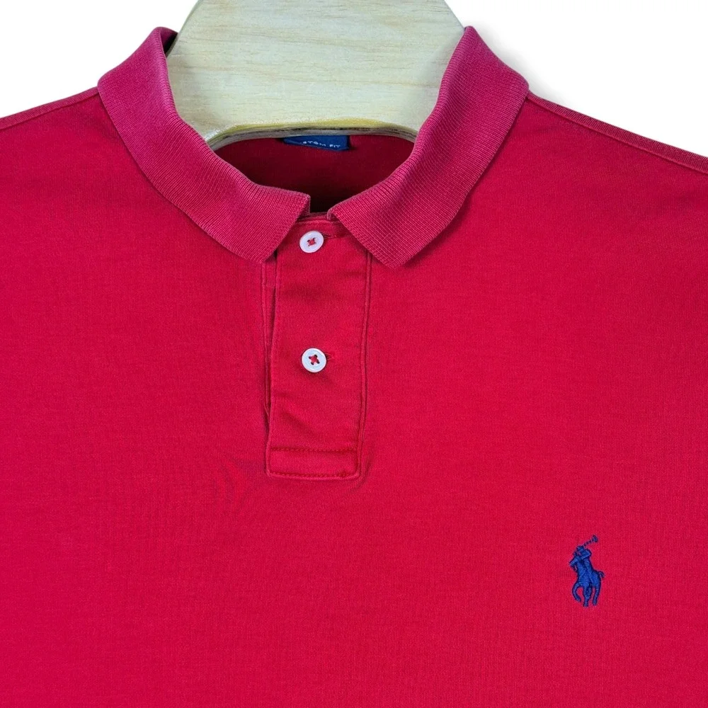 Vintage Polo Ralph Lauren Polo Shirt Mens Large Red Blue Pony Custom Fit Golf